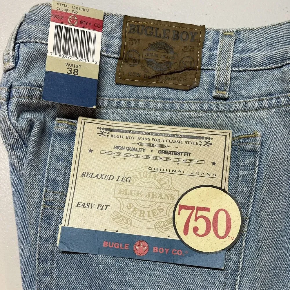 Vintage 90s Bugle Boy 750 Denim Jean Shorts Blue Light Wash Mens Size 38 Stained